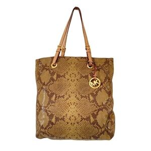 Michael‎ Kors Python Tote Jet Set Faux Snakeskin Leather Print Embossed Purse